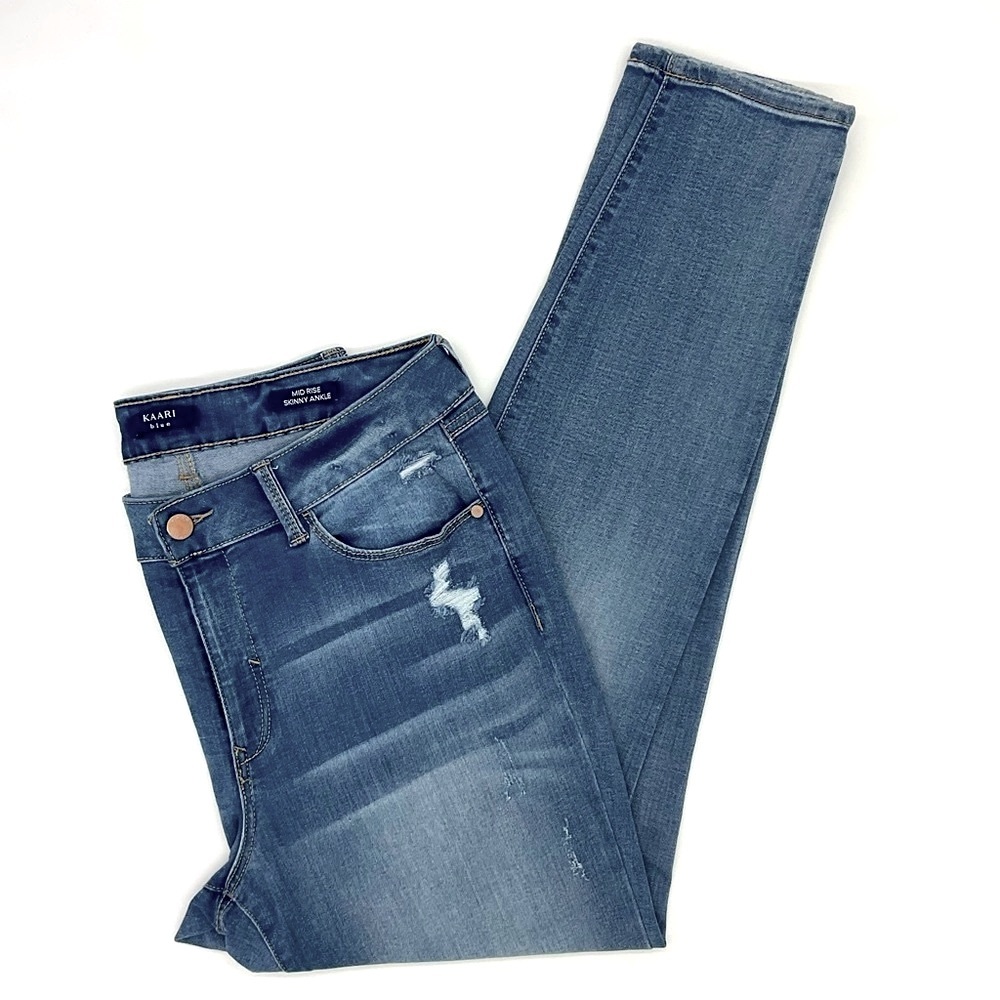 Kaari Blue Mid-Rise Skinny Ankle Jeans